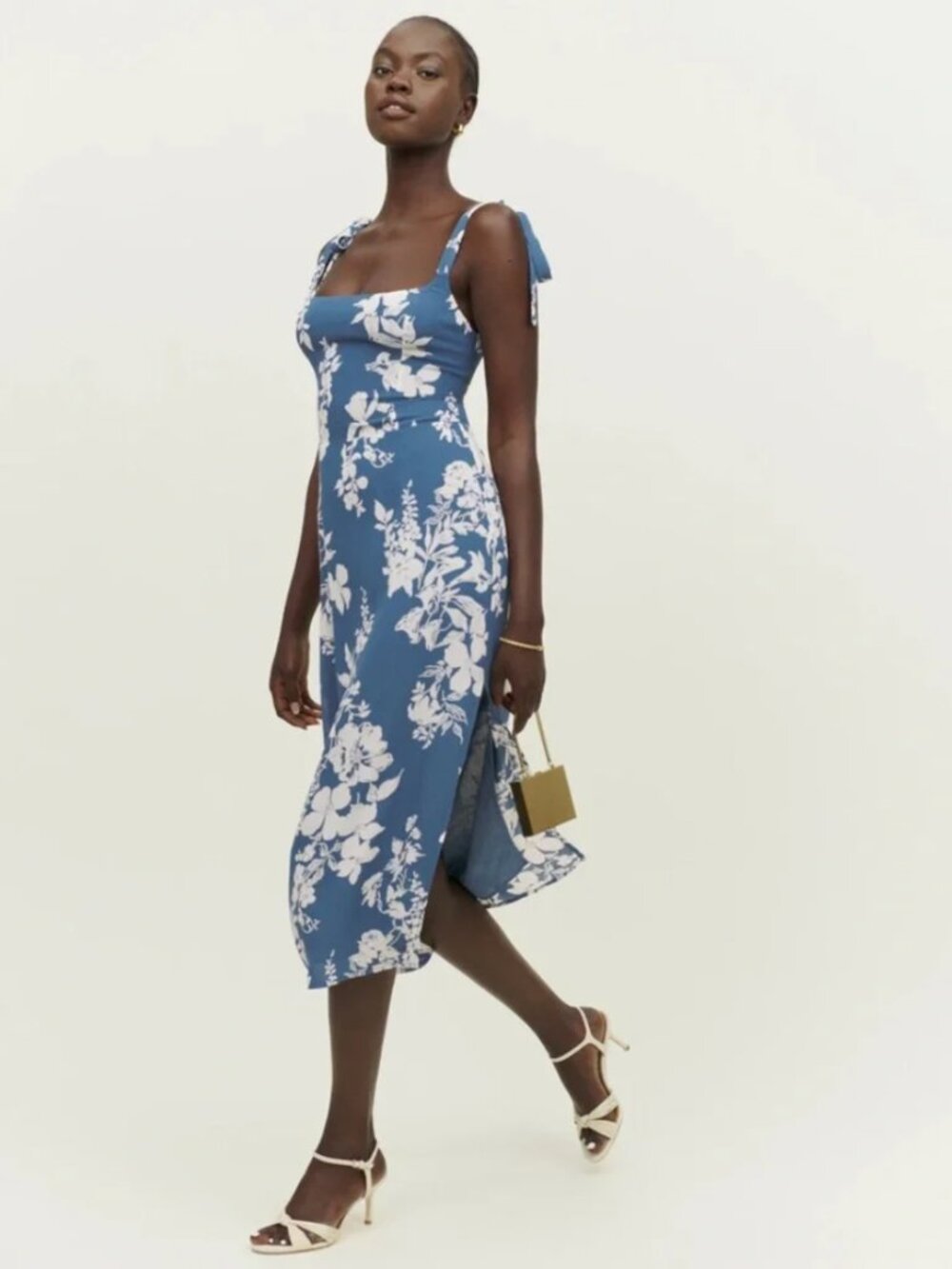 Reformation Besse Dress in Cyanotype
